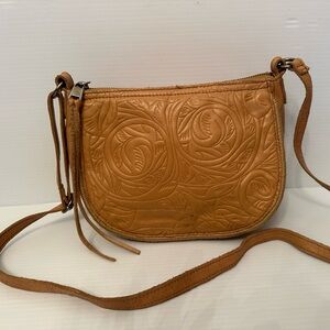 The Sak Tan Embossed Leather Crossbody Bag